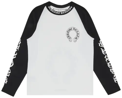 Chrome Hearts Horseshoe Neck Logo 3/4 Shirt 'Black/White'