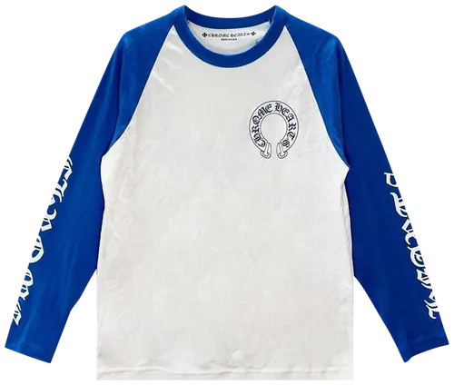 Chrome Hearts Long-Sleeve Horseshoe Baseball Tee 'White/Blue'