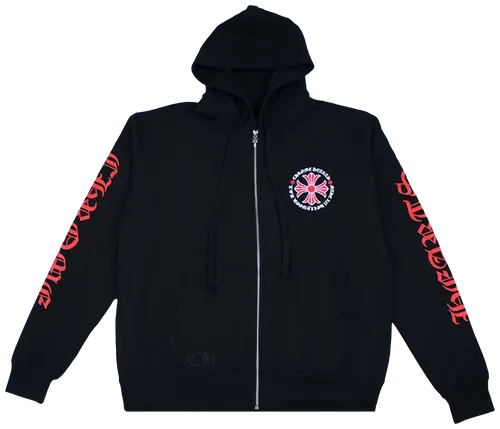 Chrome Hearts Made In Hollywood Plus Cross Zip Up Hoodie 'Black/Red'